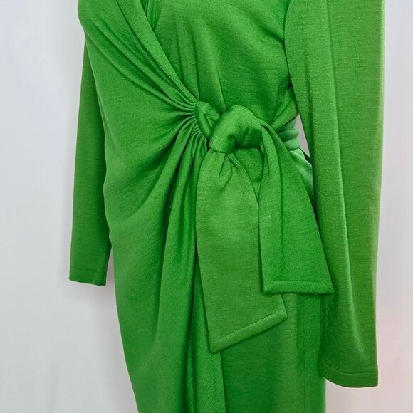 Liz Claiborne Green Vintage Wool Blend REAL Wrap Dress Green Size Small - Picture 3 of 9
